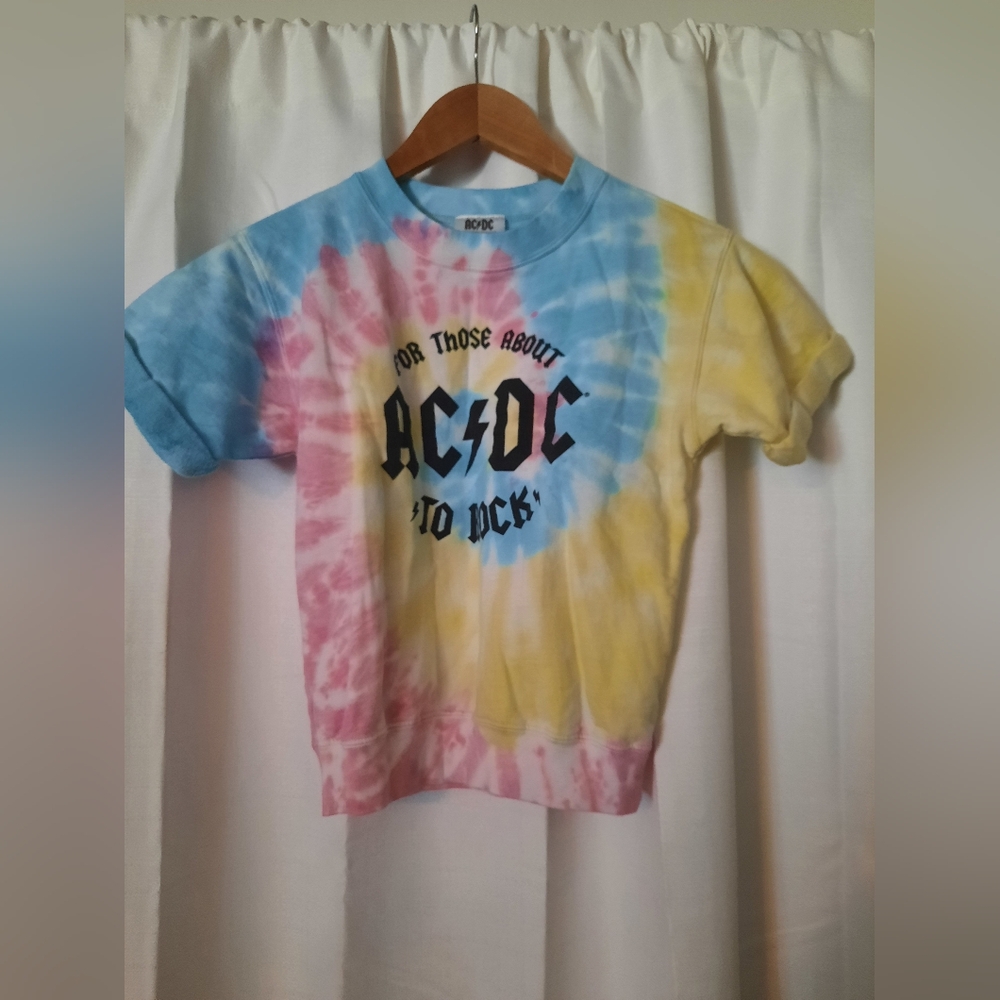 Girls ACDC Short Sleeve Tie-Dye Top Size Medium 9/10